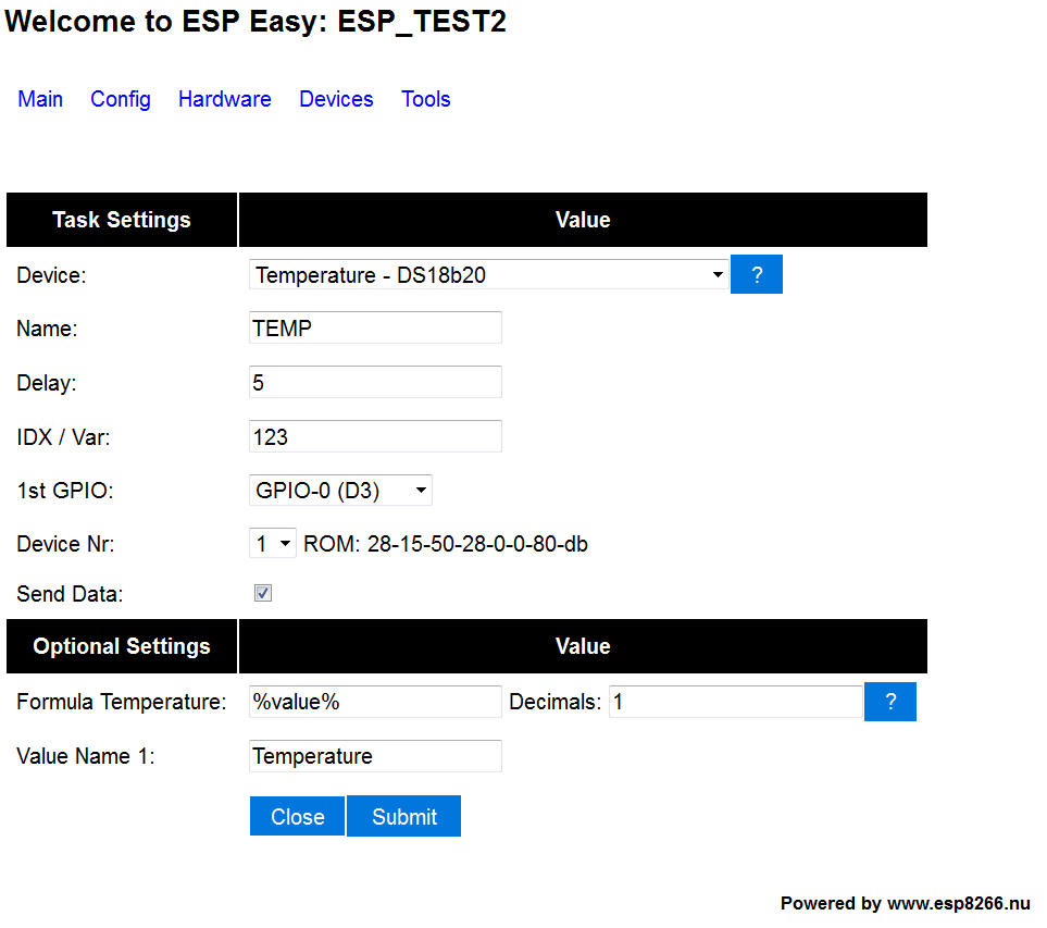 ESPEasy 1w Devices   Einstellungen